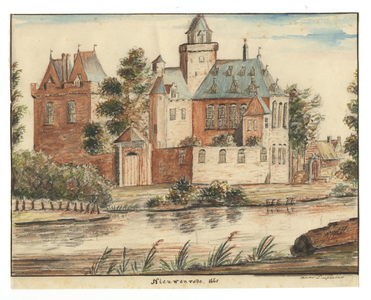 201672 Gezicht op het kasteel Nijenrode bij Breukelen uit het zuiden.N.B. Het kasteel heeft tegenwoordig het adres ...